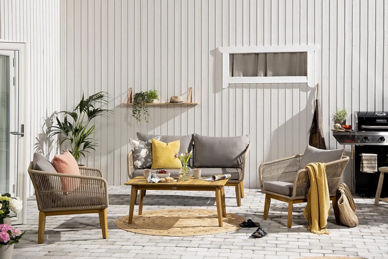 Sohvaryhmä Morocco - Akaasia/Beige - Puutarhakalusteet - Terassiryhmät - Oleskeluryhmät