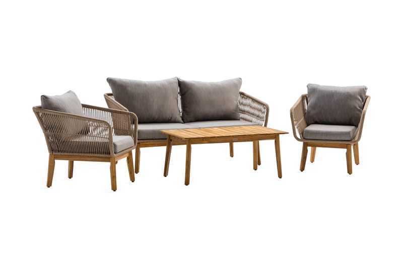 Sohvaryhmä Morocco - Akaasia/Beige - Puutarhakalusteet - Terassiryhmät - Oleskeluryhmät