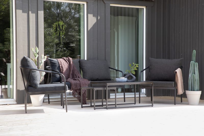 Sopot-oleskeluryhmä ulkokäyttöön 4-istuttava - Musta - Puutarhakalusteet - Terassiryhmät - Oleskeluryhmät