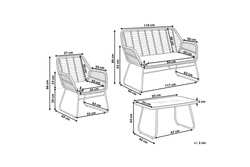 Terassisryhmä Eulace - Puu/Luonnonväri - Puutarhakalusteet - Terassiryhmät - Oleskeluryhmät
