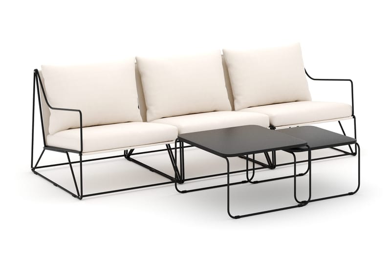 Usteryd 3-istuttava lounge-sohva sarjapöydillä, Musta/Beige