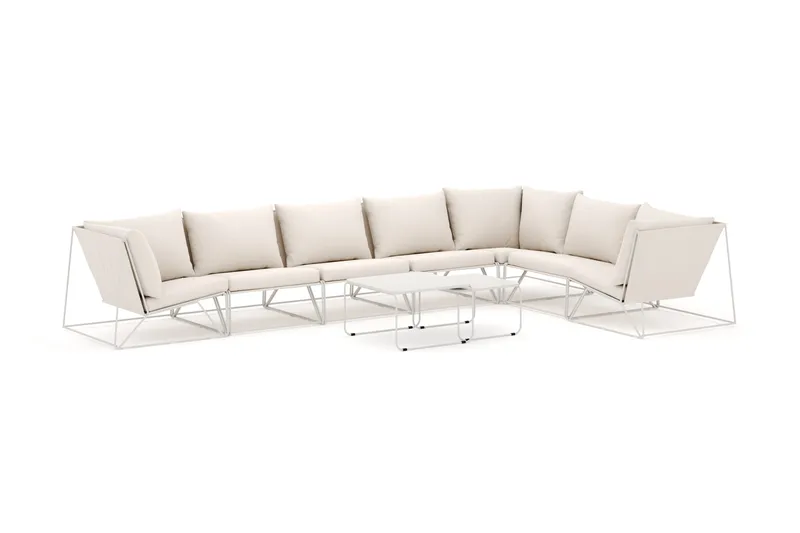 Usteryd ulko-L-sohva 7-istuttava, käännettävä, Beige/Beige