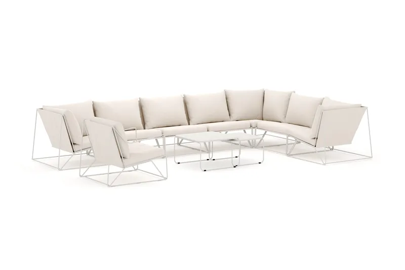 Usteryd ulkokäyttöön L-sohva 8-istuttava, käännettävä, nojatuolilla, Beige/Beige