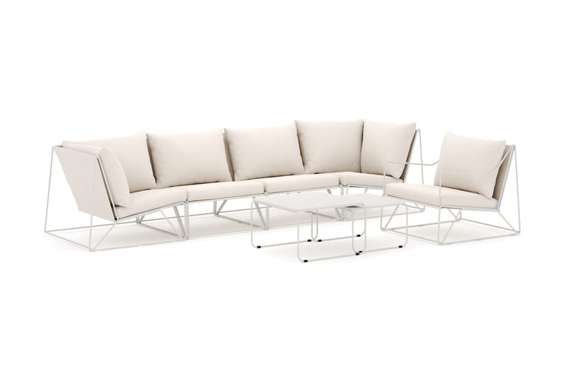 Usteryd ulkokäyttöön suora 5-istuttava sohva nojatuolilla, Beige/Beige