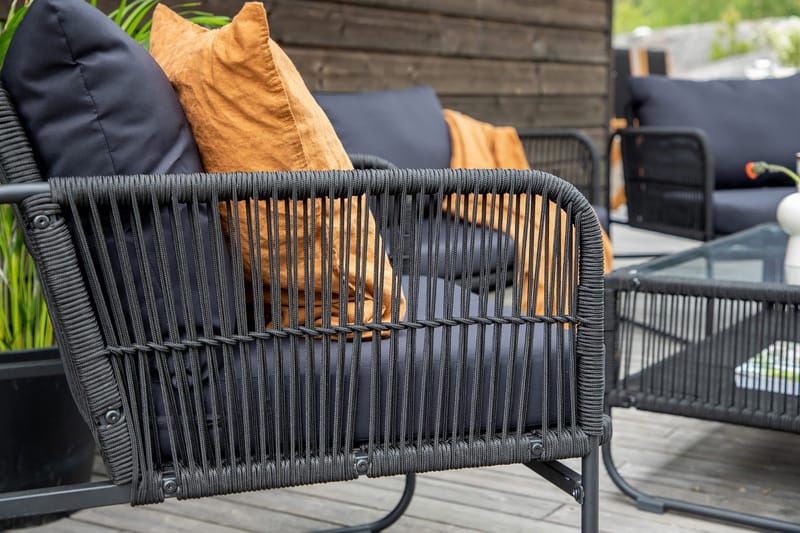 Utah-oleskeluryhmä ulkokäyttöön 4-istuttava - Musta - Puutarhakalusteet - Terassiryhmät - Oleskeluryhmät