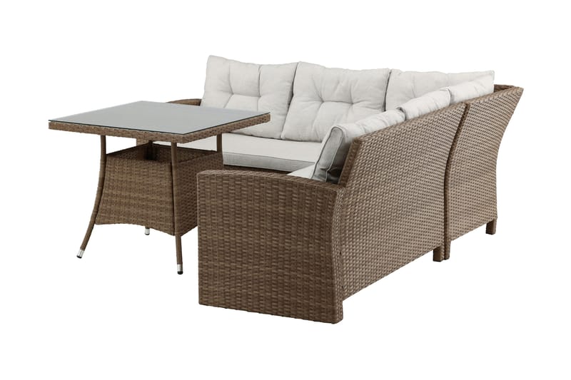 Watford-kulmasohva ulkokäyttöön ulkopöydällä - Ruskea/luonnonväri - Puutarhakalusteet - Terassiryhmät - Oleskeluryhmät