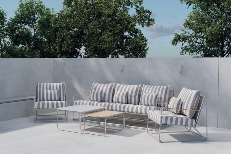 Palazzo oleskeluryhmä 3-istuttava sohva + 2 nojatuolia pöydällä ulkokäyttöön, Harmaa