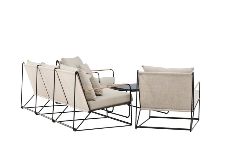 Palazzo Sohvaryhmä Ulkokäyttöön 5-istuttava - Musta/Beige - Puutarhakalusteet - Terassiryhmät - Oleskeluryhmät