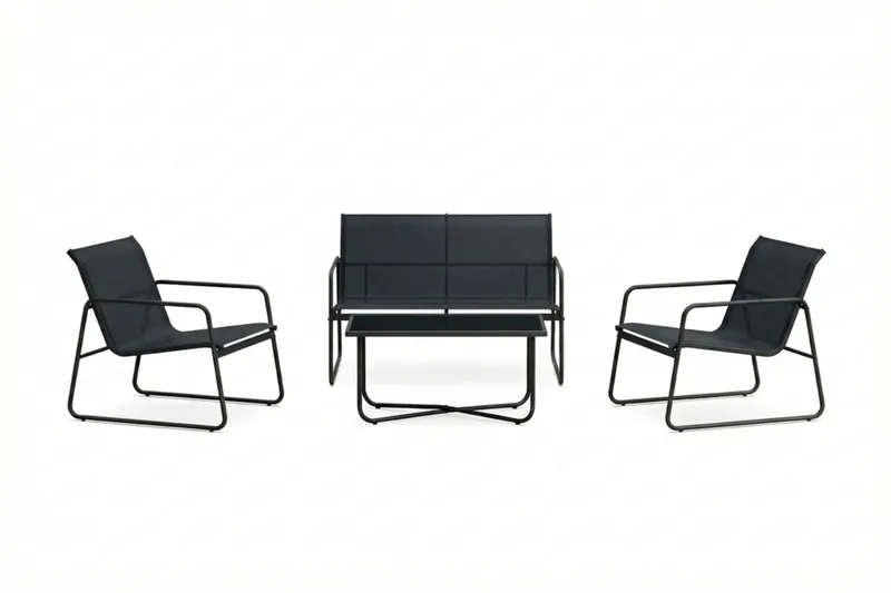 Pelanda-loungeryhmä ulkokäyttöön, Musta