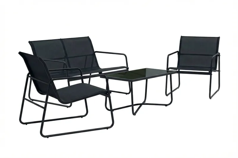 Pelanda-loungeryhmä ulkokäyttöön - Musta - Puutarhakalusteet - Terassiryhmät - Sohvaryhmät ulos