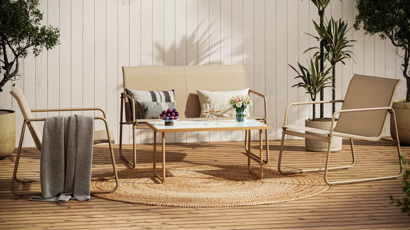 Pelanda Loungetiimi - Beige - Puutarhakalusteet - Terassiryhmät - Sohvaryhmät ulos
