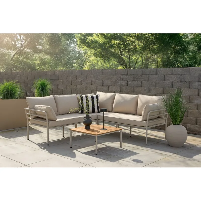 Penh Sohvaryhmä Ulkokäyttöön 5-istuttava - Beige - Puutarhakalusteet - Terassiryhmät - Oleskeluryhmät