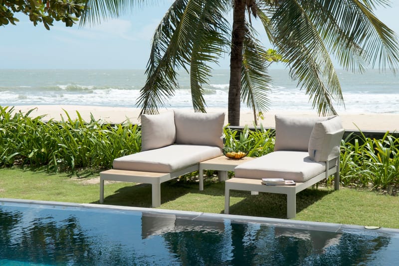 Portals Ulkomodulisetti 2× 2-istuttavat sohvat + sohvapöytä - Korallihiekka - Puutarhakalusteet - Terassiryhmät - Sohvaryhmät ulos