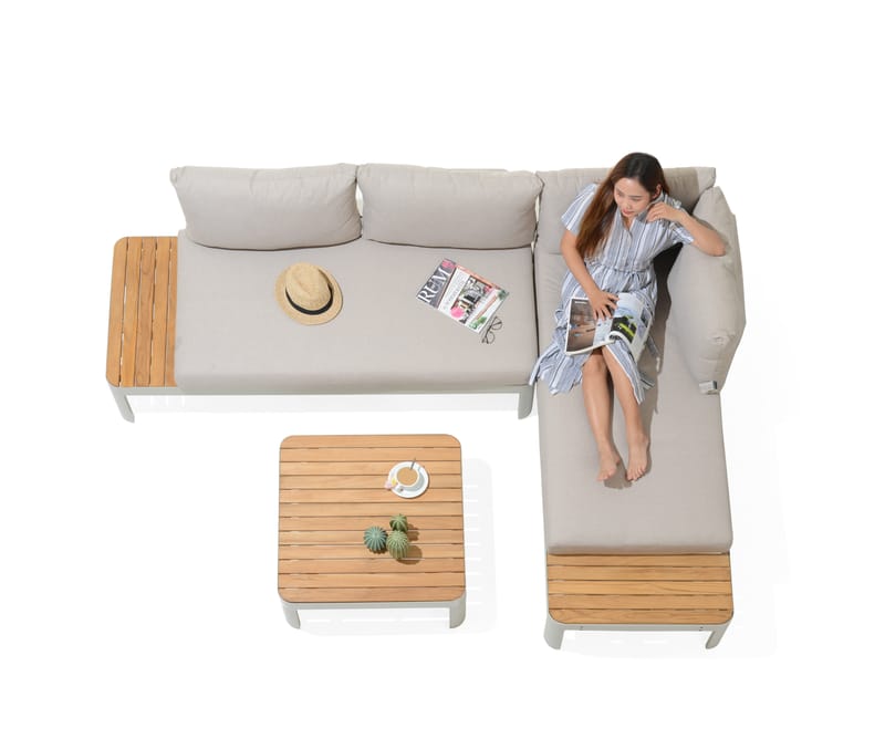 Portals Ulkomodulisetti 2× 2-istuttavat sohvat + sohvapöytä - Korallihiekka - Puutarhakalusteet - Terassiryhmät - Sohvaryhmät ulos