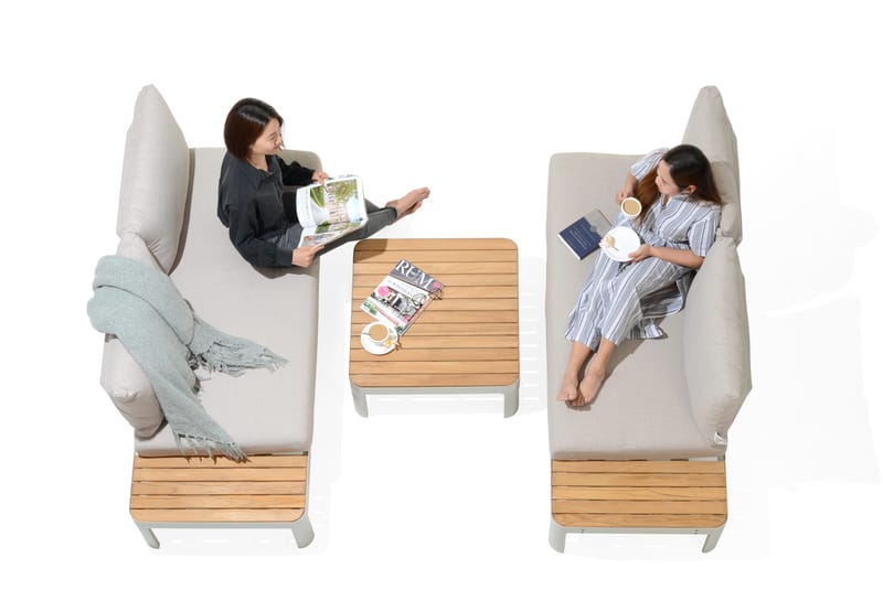 Portals Ulkomodulisetti 2× 2-istuttavat sohvat + sohvapöytä - Korallihiekka - Puutarhakalusteet - Terassiryhmät - Sohvaryhmät ulos