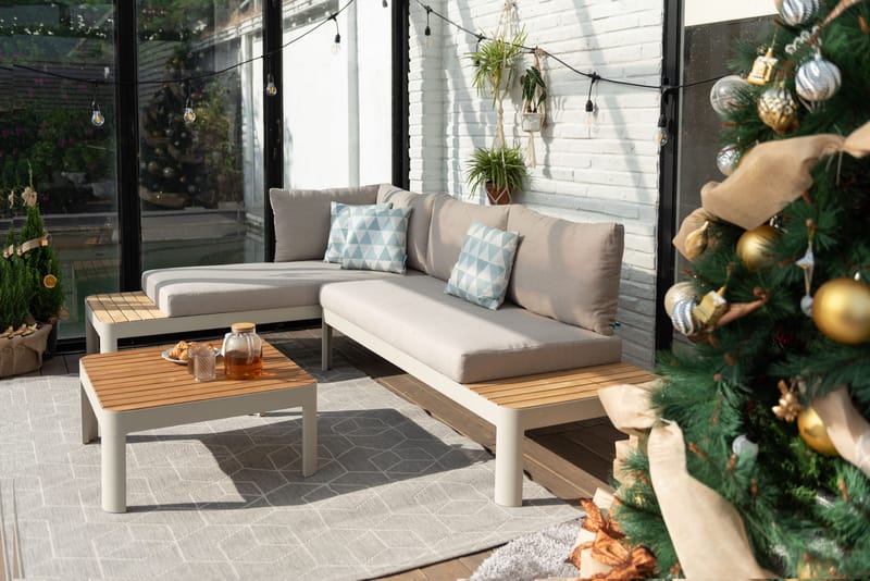 Portals Ulkomodulisetti 2× 2-istuttavat sohvat + sohvapöytä - Korallihiekka - Puutarhakalusteet - Terassiryhmät - Sohvaryhmät ulos