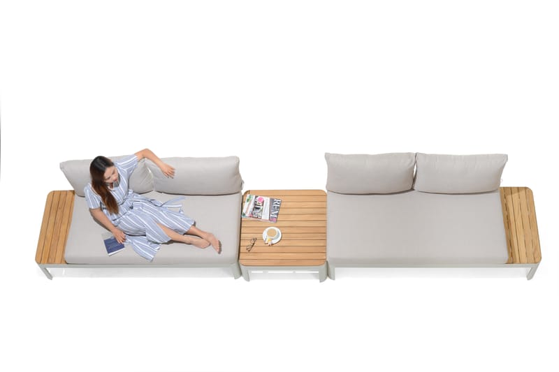 Portals Ulkomodulisetti 2× 2-istuttavat sohvat + sohvapöytä - Korallihiekka - Puutarhakalusteet - Terassiryhmät - Sohvaryhmät ulos