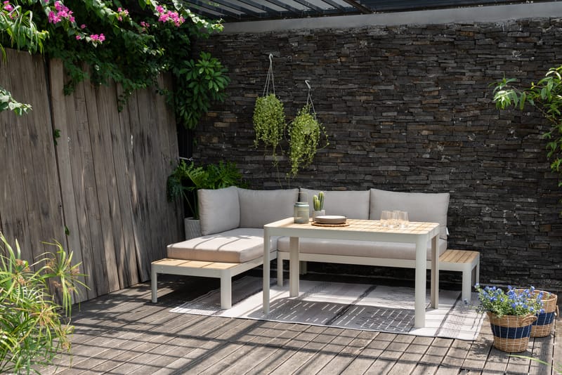 Portals Ulkomodulisetti 2× 2-istuttavat sohvat + sohvapöytä - Korallihiekka - Puutarhakalusteet - Terassiryhmät - Sohvaryhmät ulos