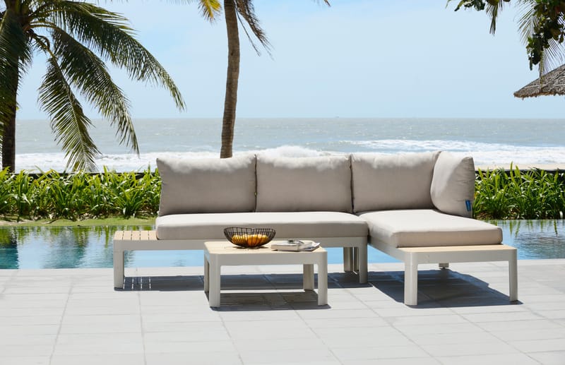 Portals Ulkomodulisetti 2× 2-istuttavat sohvat + sohvapöytä - Korallihiekka - Puutarhakalusteet - Terassiryhmät - Sohvaryhmät ulos