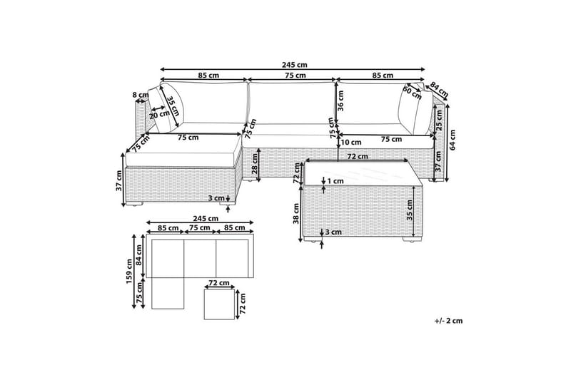 Puutarhakulmasohva Sano - Oikeakätinen - Puutarhakalusteet - Terassiryhmät - Sohvaryhmät ulos