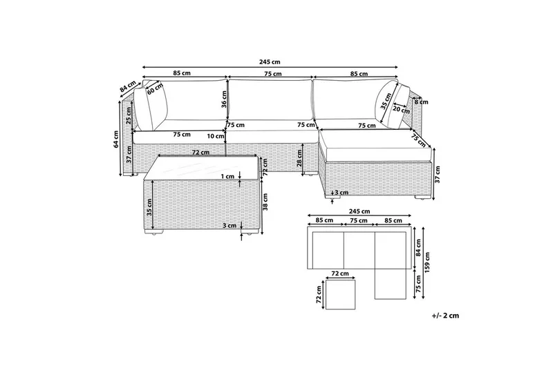 Puutarhakulmasohva Sano - Vasenkätinen - Puutarhakalusteet - Terassiryhmät - Sohvaryhmät ulos