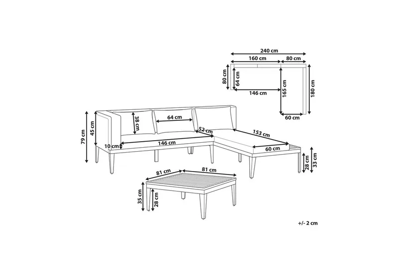Puutarhan kulmasohva pöydällä 3-istuttava Bracciano - Puutarhakalusteet - Terassiryhmät - Sohvaryhmät ulos