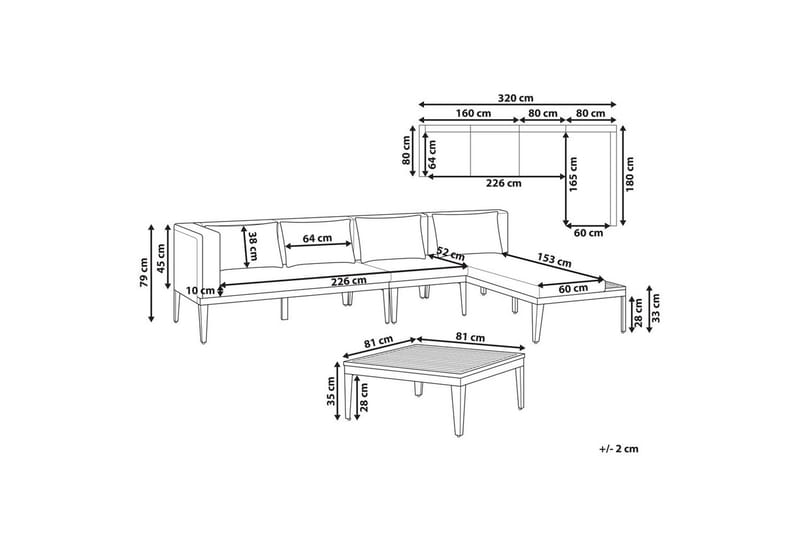 Puutarhan kulmasohva pöydällä 4-istuttava Bracciano - Puutarhakalusteet - Terassiryhmät - Sohvaryhmät ulos