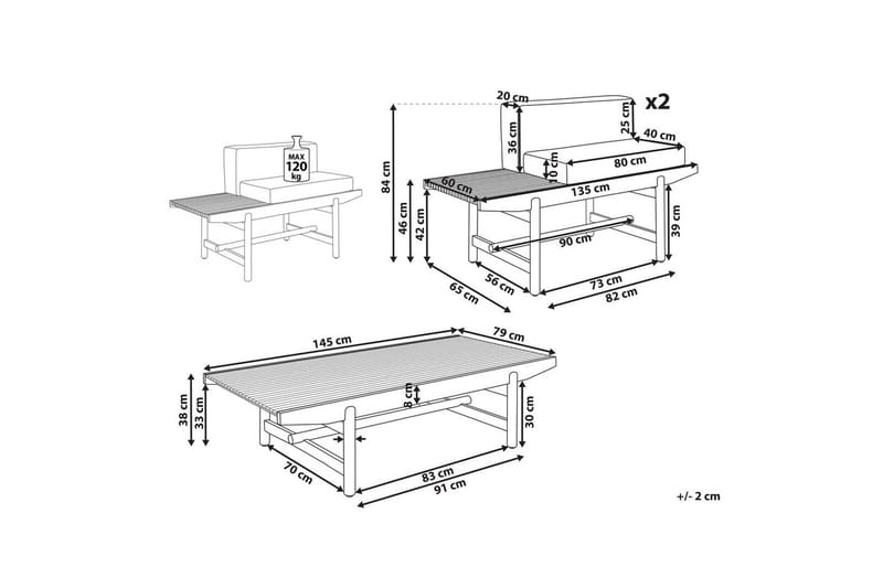 Puutarhan sohvaryhmä 2-istuttava Giaveno - Puutarhakalusteet - Terassiryhmät - Sohvaryhmät ulos