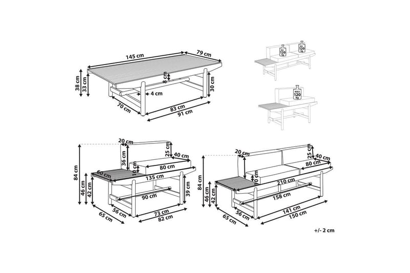 Puutarhasohvaryhmä 3-istuttava Giaveno - Puutarhakalusteet - Terassiryhmät - Sohvaryhmät ulos