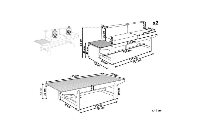 Puutarhasohvaryhmä 4-istuttava Giaveno - Puutarhakalusteet - Terassiryhmät - Sohvaryhmät ulos