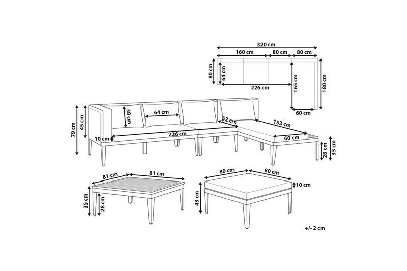 Puutarhasohvaryhmä pöydällä 4-istuttava Bracciano - Puutarhakalusteet - Terassiryhmät - Sohvaryhmät ulos