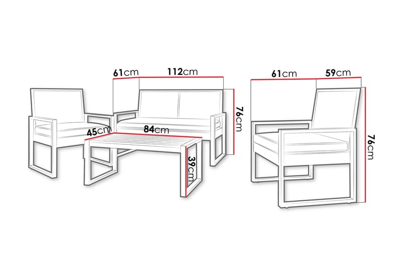 Rosemere Oleskeluryhmä Ulkokäyttöön - Ruskea/Musta - Puutarhakalusteet - Terassiryhmät - Sohvaryhmät ulos