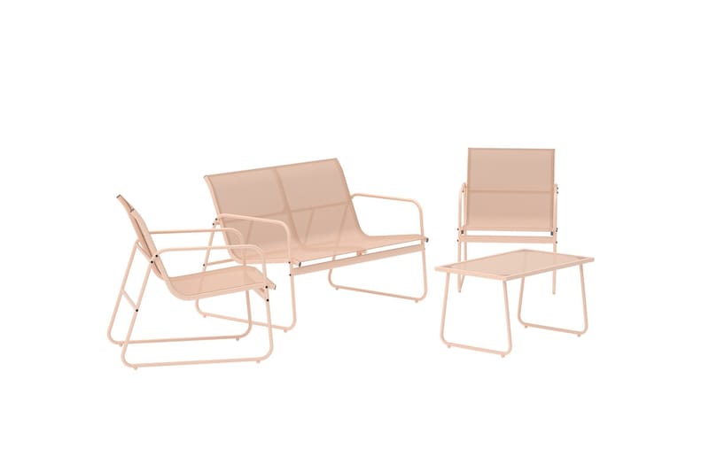 Scopello oleskeluryhmä 2-istuttava sohva + 2 nojatuolia pöydällä ulkokäyttöön - Beige - Puutarhakalusteet - Terassiryhmät - Oleskeluryhmät