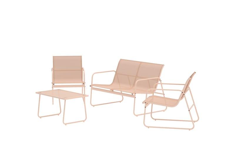 Scopello oleskeluryhmä 2-istuttava sohva + 2 nojatuolia pöydällä ulkokäyttöön - Beige - Puutarhakalusteet - Terassiryhmät - Oleskeluryhmät