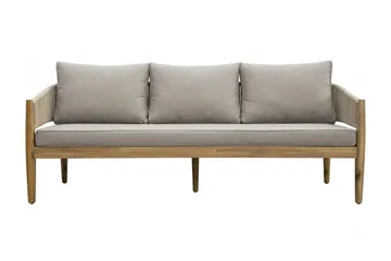 Siana 4-istuttava lounge-ryhmä puujäljitelmää, köysiyksityiskohdat - Luonnonväri / Beige - Puutarhakalusteet - Terassiryhmät - Oleskeluryhmät