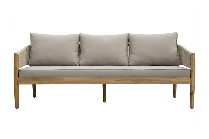 Siana 4-istuttava lounge-ryhmä puujäljitelmää, köysiyksityiskohdat - Luonnonväri / Beige - Puutarhakalusteet - Terassiryhmät - Oleskeluryhmät