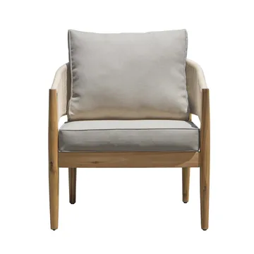 Siana 4-istuttava lounge-ryhmä puujäljitelmää, köysiyksityiskohdat - Luonnonväri / Beige - Puutarhakalusteet - Terassiryhmät - Oleskeluryhmät