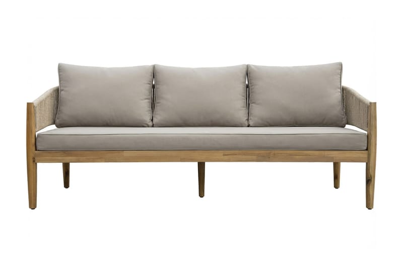 Siana 5-istuttava lounge-ryhmä puujäljitelmää, köysiyksityiskohdat - Luonnonväri / Beige - Puutarhakalusteet - Terassiryhmät - Oleskeluryhmät