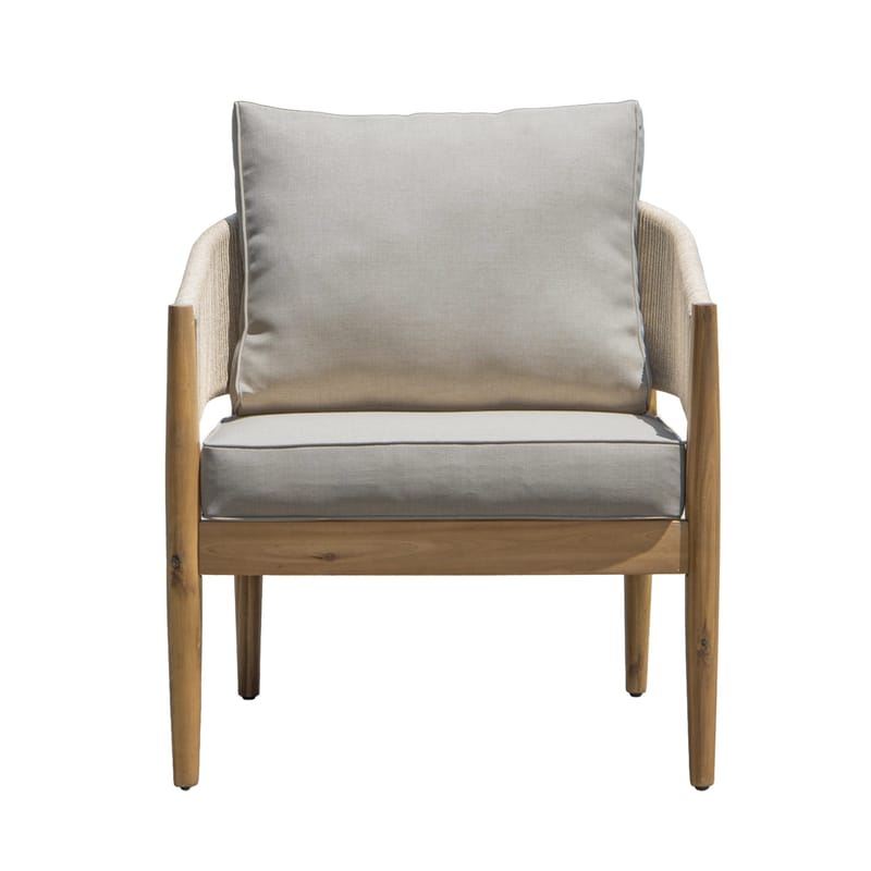 Siana 5-istuttava lounge-ryhmä puujäljitelmää, köysiyksityiskohdat - Luonnonväri / Beige - Puutarhakalusteet - Terassiryhmät - Oleskeluryhmät