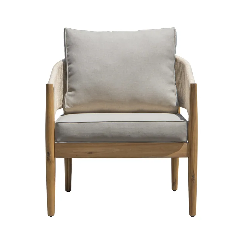 Siana 5-istuttava lounge-ryhmä puujäljitelmää, köysiyksityiskohdat - Luonnonväri / Beige - Puutarhakalusteet - Terassiryhmät - Oleskeluryhmät