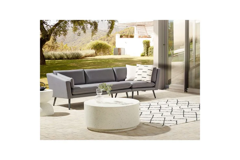 Soffa Beliani Loretello Beige/grå, Högervänd Grey Right-faced - Puutarhakalusteet - Terassiryhmät - Terassisohvat