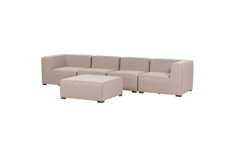 Soffa med fotpall Beliani Arezzo Beige/svart Beige, Black - Puutarhakalusteet - Terassiryhmät - Sohvaryhmät ulos