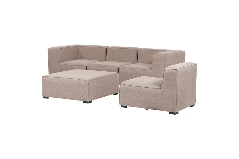 Soffa med fotpall Beliani Arezzo Beige/svart Beige, Black - Puutarhakalusteet - Terassiryhmät - Sohvaryhmät ulos