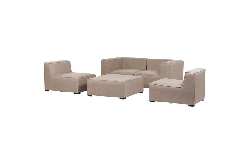 Soffa med fotpall Beliani Arezzo Beige/svart Beige, Black - Puutarhakalusteet - Terassiryhmät - Sohvaryhmät ulos