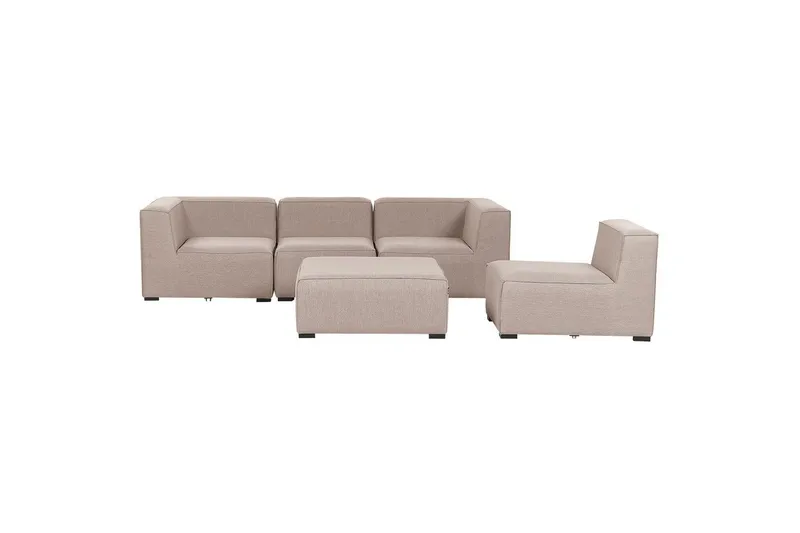 Soffa med fotpall Beliani Arezzo Beige/svart Beige, Black - Puutarhakalusteet - Terassiryhmät - Sohvaryhmät ulos