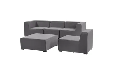 Soffa med fotpall Beliani Arezzo Beige/svart Grey, Black - Puutarhakalusteet - Terassiryhmät - Sohvaryhmät ulos
