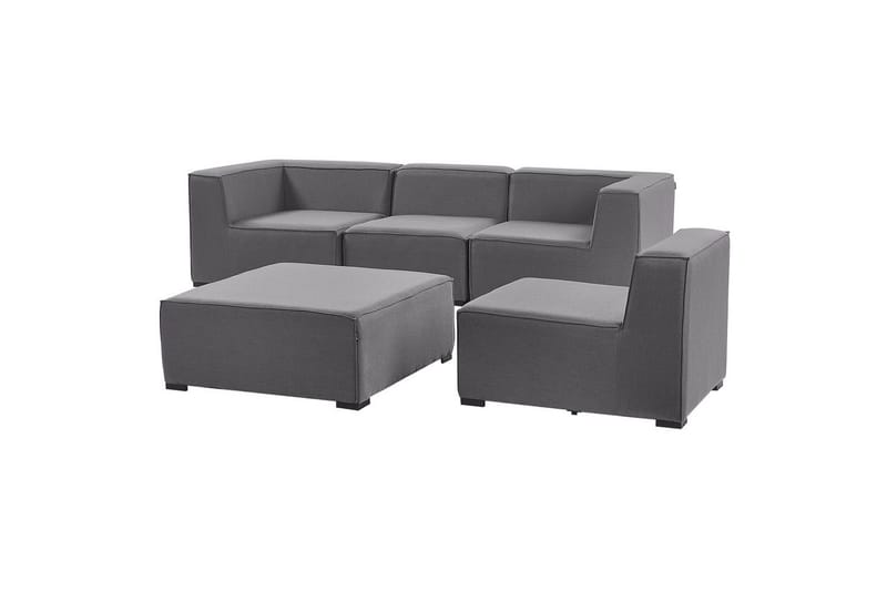 Soffa med fotpall Beliani Arezzo Beige/svart Grey, Black - Puutarhakalusteet - Terassiryhmät - Terassisohvat