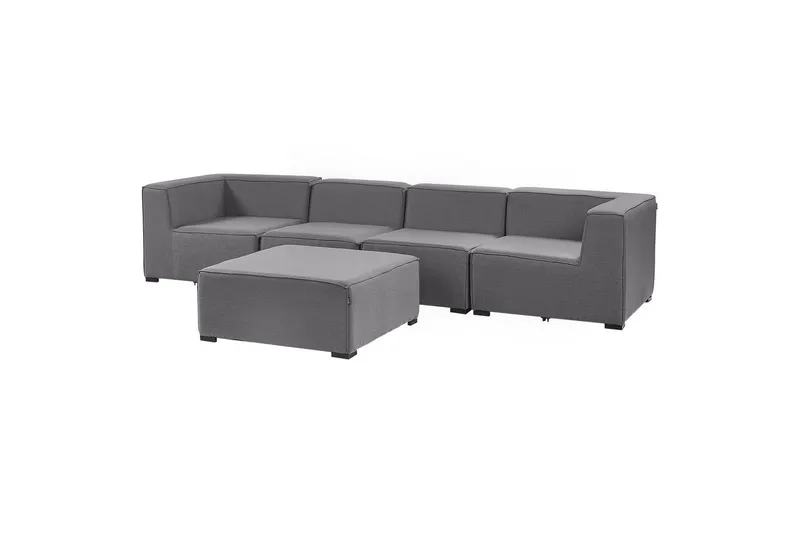 Soffa med fotpall Beliani Arezzo Beige/svart Grey, Black - Puutarhakalusteet - Terassiryhmät - Terassisohvat