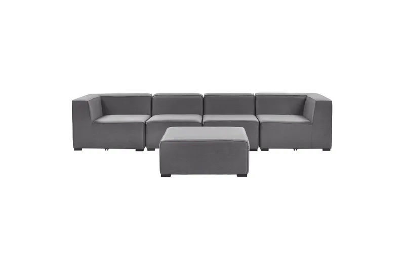 Soffa med fotpall Beliani Arezzo Beige/svart Grey, Black - Puutarhakalusteet - Terassiryhmät - Terassisohvat