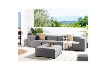 Soffa med fotpall Beliani Arezzo Beige/svart Grey, Black - Puutarhakalusteet - Terassiryhmät - Sohvaryhmät ulos